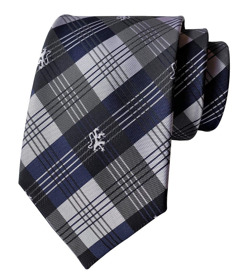 Ctskyte Slim Silk Necktie for Men Woven Jacquard Patterned Business Wedding Skinny Ties (Navy Grey Check, One Size) - Image 1